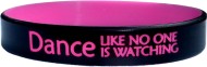 black with pink colored text custom silicone wristbands